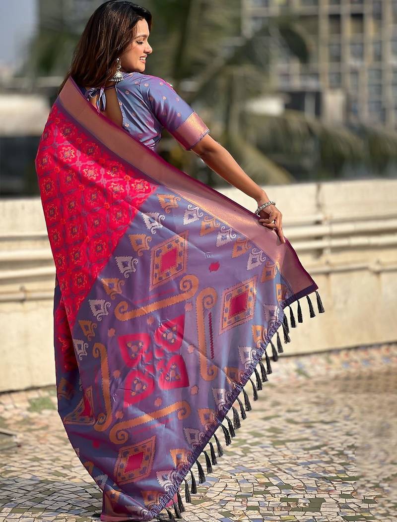 Pink woven design zari kanjeevaram saree