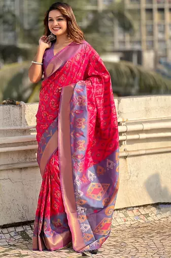 Pink woven design zari kanjeevaram saree