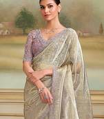 Gold embellished embroidered  georgette designer saree