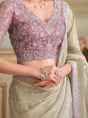 Gold embellished embroidered  georgette designer saree 4