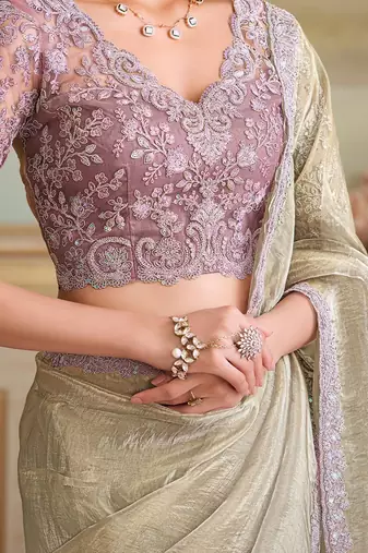 Gold embellished embroidered  georgette designer saree