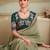 Olive sequinned  georgette designer saree