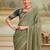 Olive sequinned  georgette designer saree