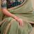 Olive sequinned  georgette designer saree