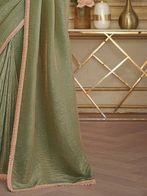 Olive sequinned  georgette designer saree 5