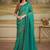 Teal woven design embroidered  georgette designer saree