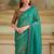 Teal woven design embroidered  georgette designer saree