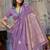Purple woven design zari satin banarasi saree
