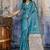 Teal ethnic motifs zari satin banarasi saree