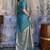 Teal ethnic motifs zari satin banarasi saree