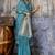 Teal ethnic motifs zari satin banarasi saree
