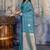 Teal ethnic motifs zari satin banarasi saree