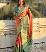 Pink ethnic motifs tissue kanjeevaram saree