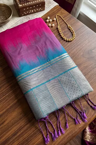 magenta soft silk blend saree for women festive party wedding geometric ethnic saree