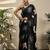Black floral printed saree with blouse piece