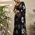 Black floral printed saree with blouse piece