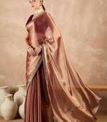 Copper embroidered  chiffon saree