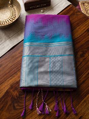 purple soft silk blend saree for women festive party wedding geometric ethnic saree 4