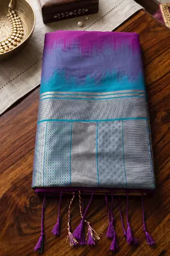 purple soft silk blend saree for women festive party wedding geometric ethnic saree
