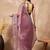 Mauve satin saree with embroidered border