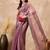 Mauve satin saree with embroidered border