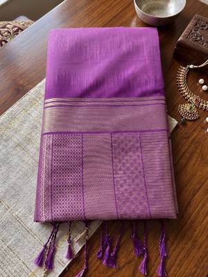purple soft silk blend saree for women festive party wedding geometric motif saree 4