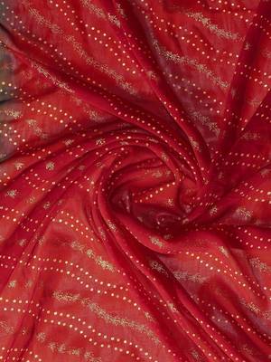 Red bandhani embroidered poly georgette heavy work bandhani saree 4