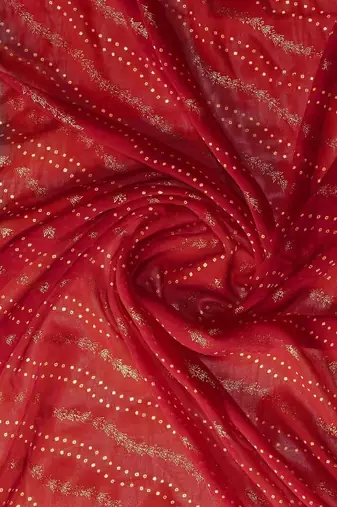 Red bandhani embroidered poly georgette heavy work bandhani saree