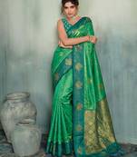bright green brasso saree ethnic festive party wear saree for women online