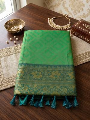 bright green brasso saree ethnic festive party wear saree for women online 4