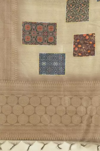 Sea green ethnic motifs silk cotton kasavu saree