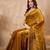 Mustard satin designer saree