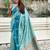 Blue woven design zari silk blend banarasi saree