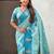 Blue woven design zari silk blend banarasi saree