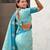 Blue woven design zari silk blend banarasi saree