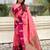 Pink woven design zari silk blend banarasi saree