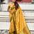 Yellow woven design zari silk blend banarasi saree