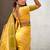 Yellow woven design zari silk blend banarasi saree