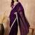 Purple women solid embellished satin saree