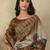 Beige women ethnic motifs  kasavu saree