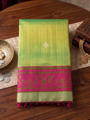 light green tissue saree for women festive wedding party ethnic wear 4