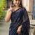 Navy blue ethnic motifs printed saree