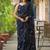 Navy blue ethnic motifs printed saree