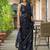 Navy blue ethnic motifs printed saree