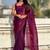 Purple shimmer satin tissue saree with golden tassels