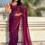 Purple shimmer satin tissue saree with golden tassels
