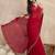 Red embroidered  chiffon saree