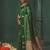 women's green soft pochampally saree with rich zari border for wedding, festive & party wear