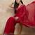 Red embroidered  chiffon saree