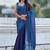 Blue blue shimmer satin tissue saree with golden tassels